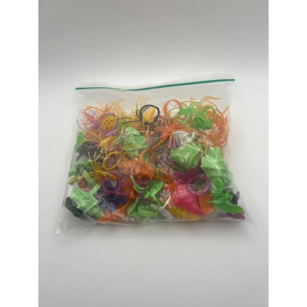 Bulk Halloween Creepy Crawly Toy Lot Plastic Spiders Bugs Bats Skeletons Favors